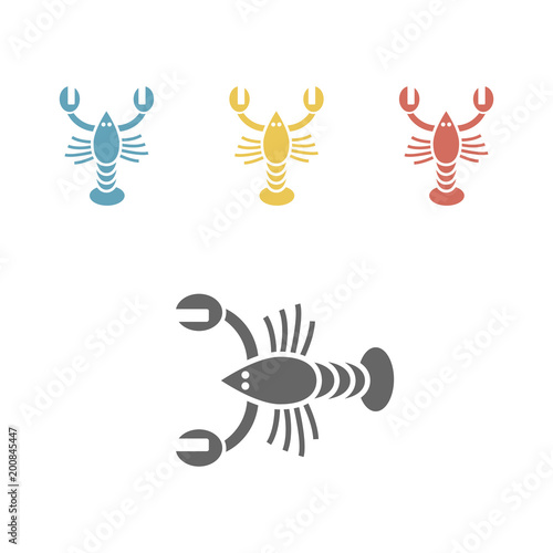 crayfish crustaceans lobster crawfish flat icon