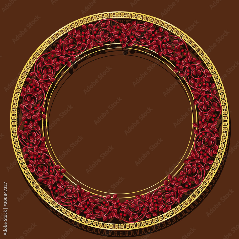 round frame ruby color with shadow