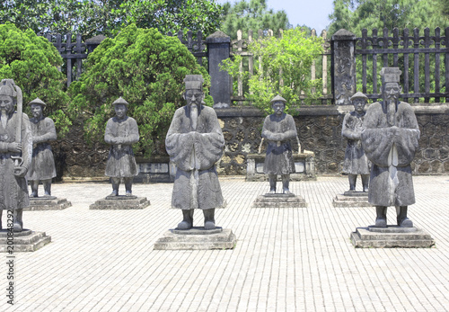 Stone statues of people in Minh Mang Tomb, Hue, Vietnam