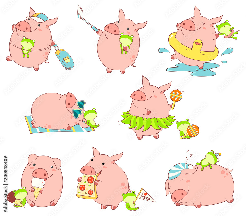 Collection of cute pigs