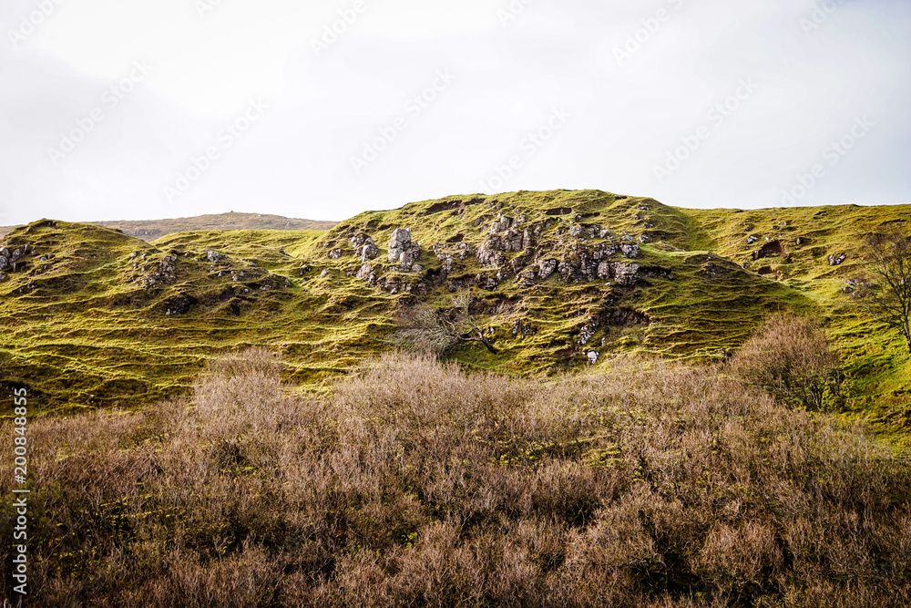 The Grassy Hills of Fairy Glen, Uig, Isle of Skye, Highland, Scotland