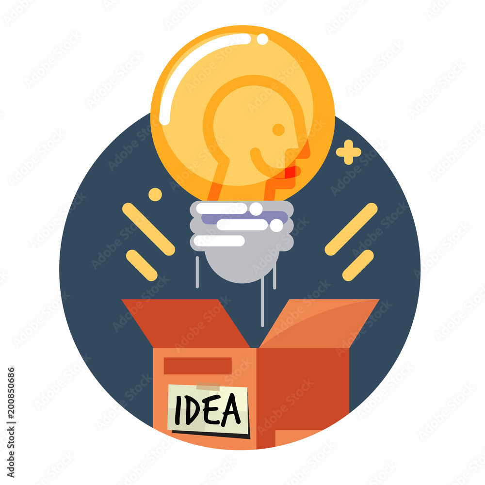 light bulb of idea bouncing from the box. creativity concept - vector light bulb of idea bouncing from the box. creativity concept - vector