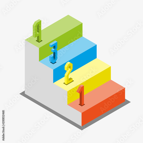 1 2 3 steps stair isometric view, infographic concept