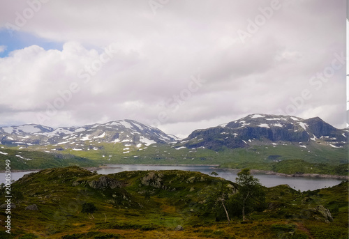 Panoramic view to Hardangervidda plateau and Votna lake at Norway