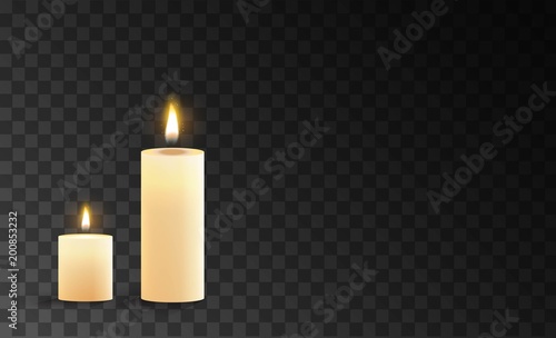 Burning candles isolated on a transparent background. Vector illustration