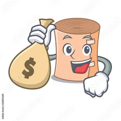 With money bag medical gauze character cartoon