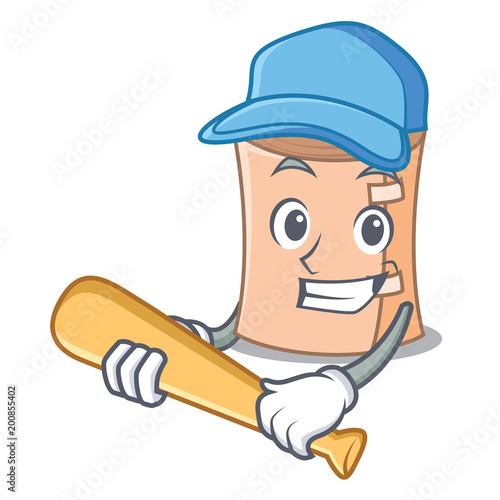 Playing baseball medical gauze character cartoon