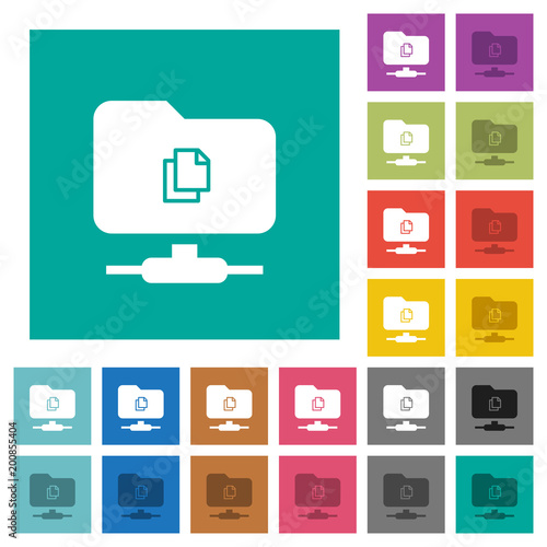 Copy remote file on FTP square flat multi colored icons