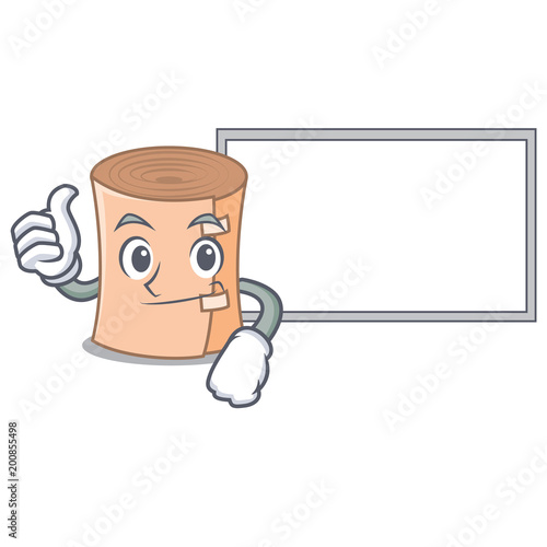Thumbs up with board medical gauze character cartoon