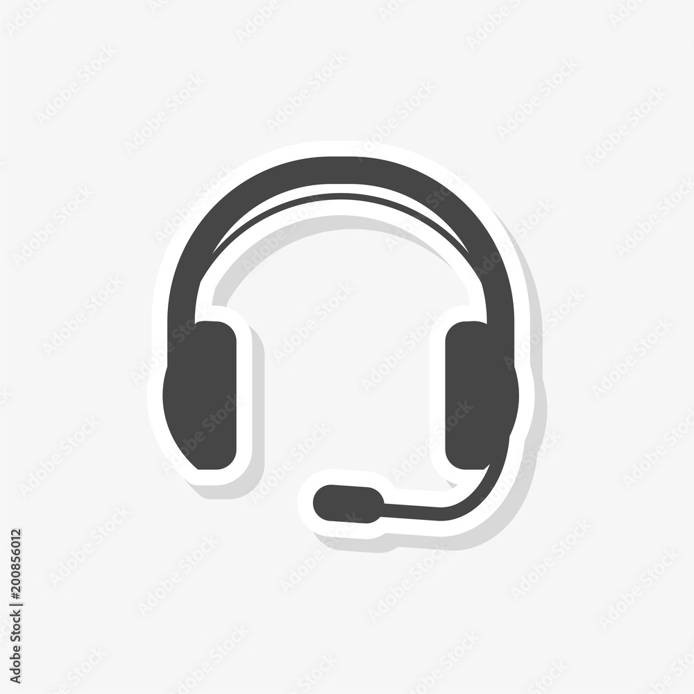 Headphones sign sticker style icon Royalty Free Vector Image