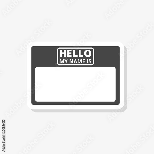 Hello my name card, with Copy Space sticker, simple vector icon