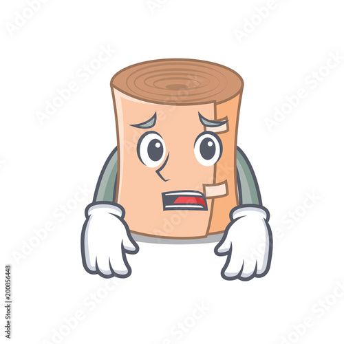 Afraid medical gauze mascot cartoon