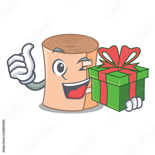 With gift medical gauze mascot cartoon