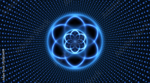Sacred geometry, abstract glowing background. Vector Digital graphic for brochure, website, flyer, print, poster, other design.