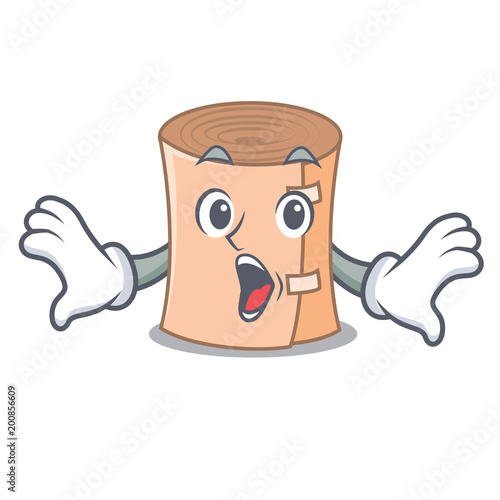 Surprised medical gauze mascot cartoon