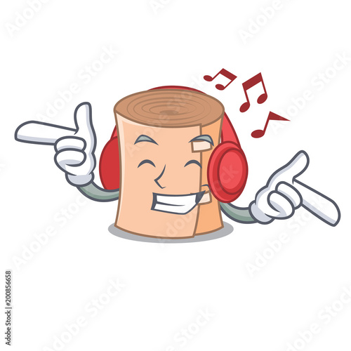 Listening music medical gauze mascot cartoon
