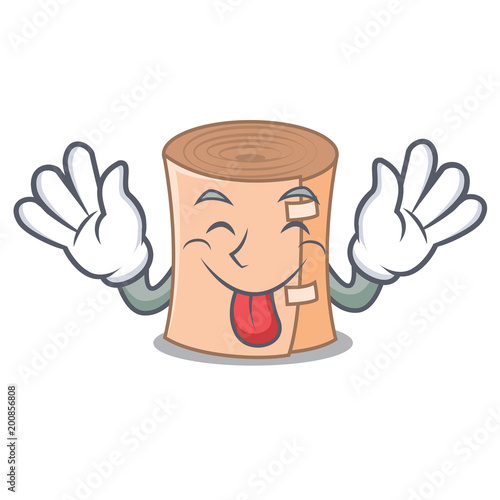 Tongue out medical gauze mascot cartoon