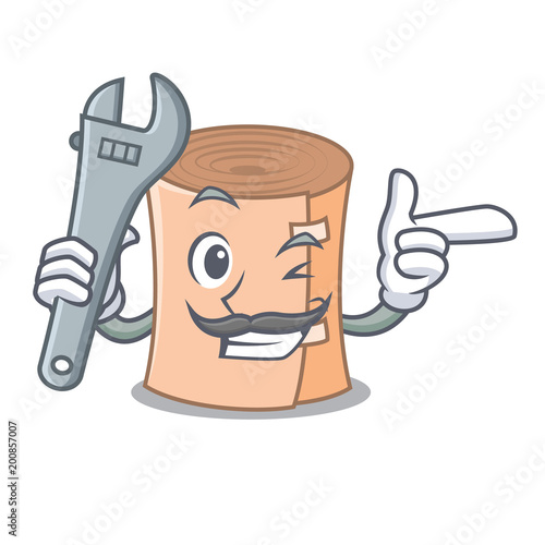 Mechanic medical gauze mascot cartoon