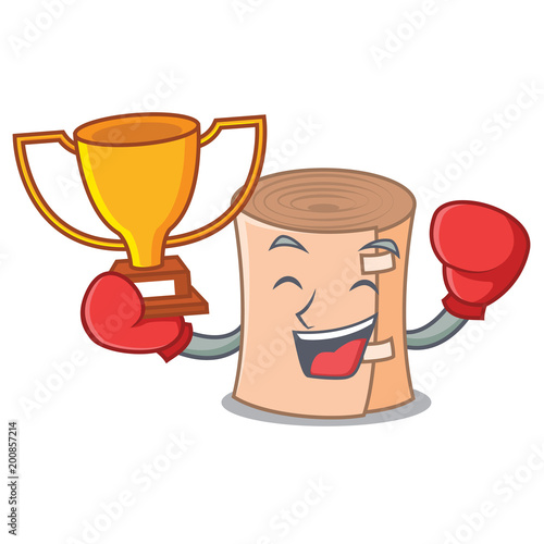 Boxing winner medical gauze mascot cartoon