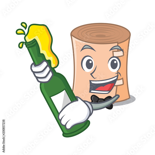 With beer medical gauze mascot cartoon