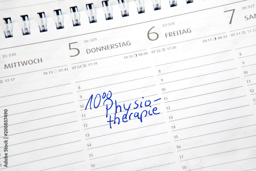 Eintrag im Kalender: Physiotherapie Eintrag im Kalender: Physiotherapie