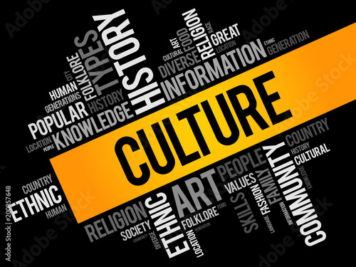 Culture word cloud collage , social concept background
