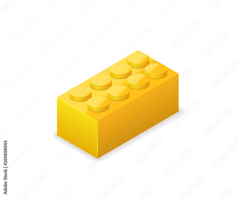 Bright colorful yellowbrick in isometric view on white