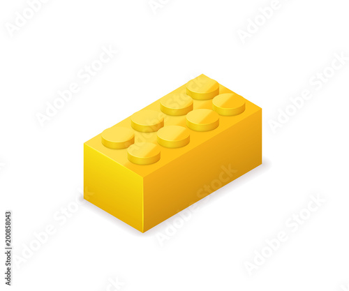 Bright colorful yellowbrick in isometric view on white