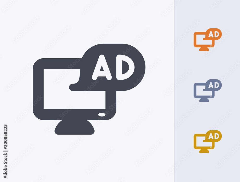 Ad On Computer - Glyph Icons. A professional, pixel-perfect icon. Ad On Computer - Glyph Icons. A professional, pixel-perfect icon.