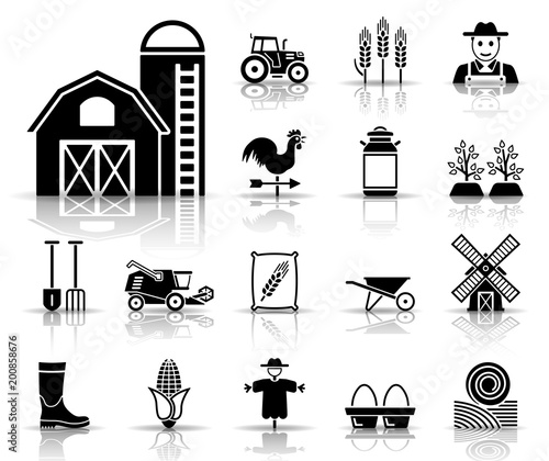 Bauernhof Iconset - Schwarz (Schatten)