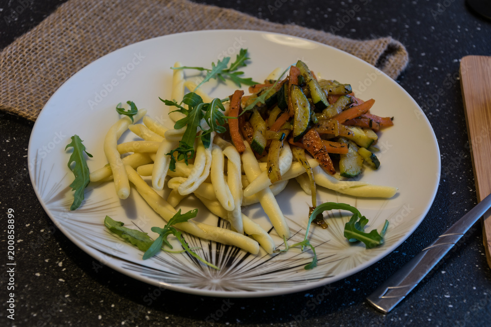 Homemade pasta with grilled vegetables Homemade pasta with grilled vegetables