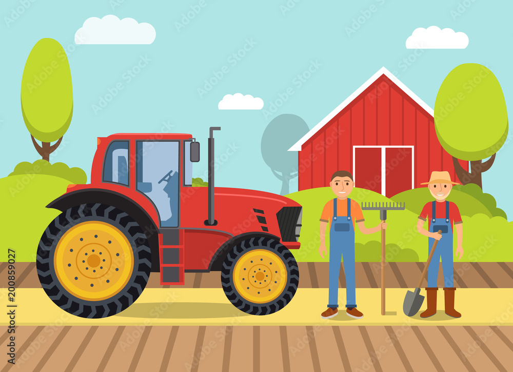 Cartoon Farmer On A Tractor