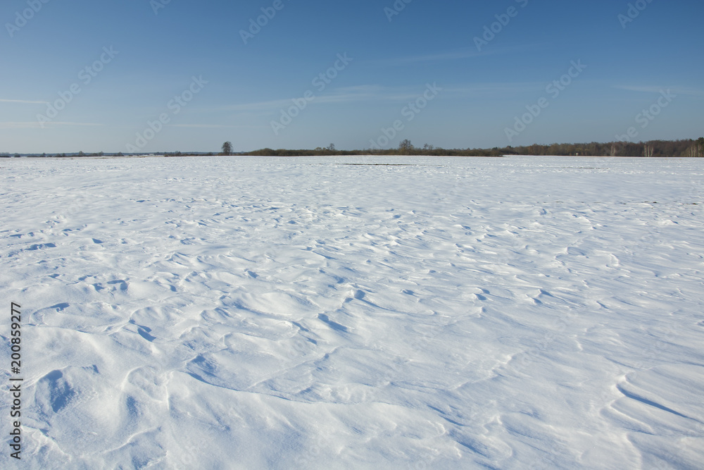 Snow dunes in the field