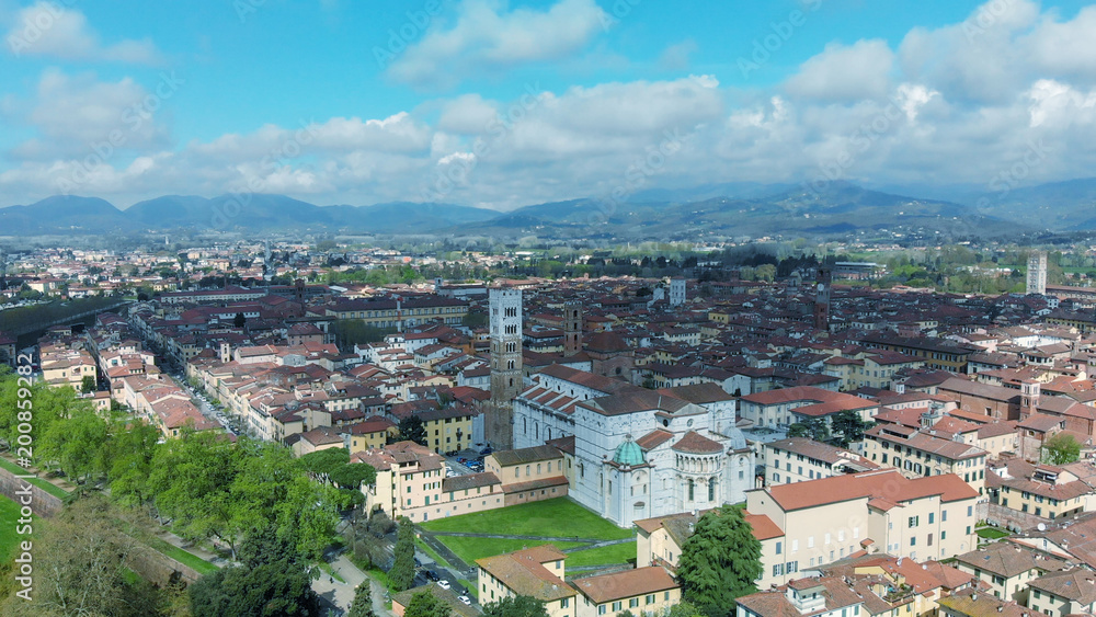 Aerial view of Lucca, Tuscany