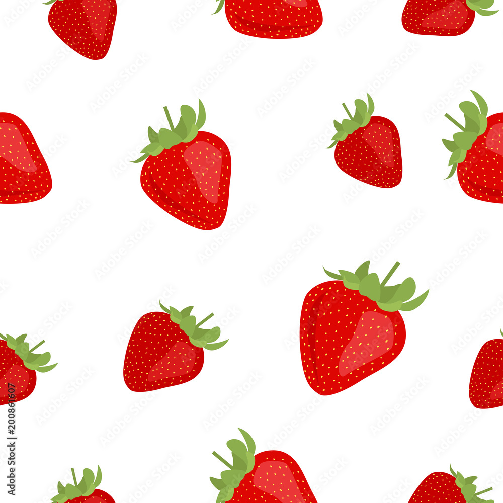 Seamless pattern with strawberry