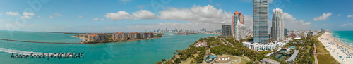 Aerial view of Miami skyline from South Pointe Park  Florida