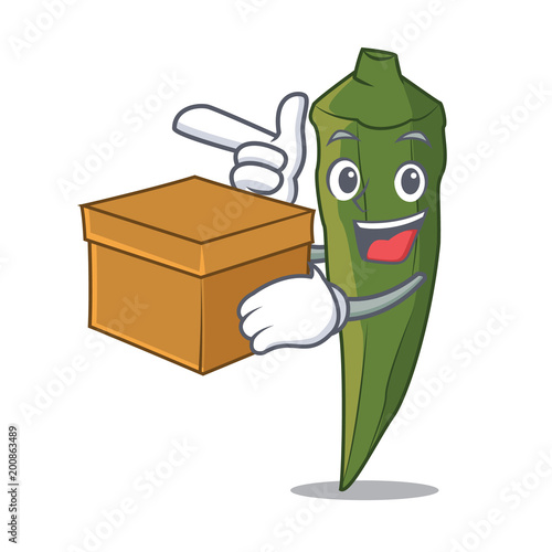 With box okra character cartoon style