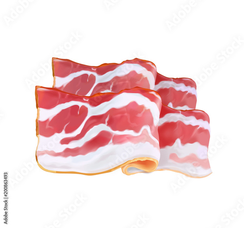 Bacon stripe realistic icon 3d illustration