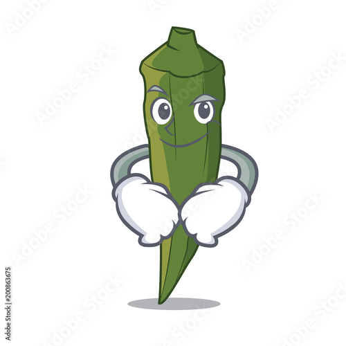 Smirking okra character cartoon style
