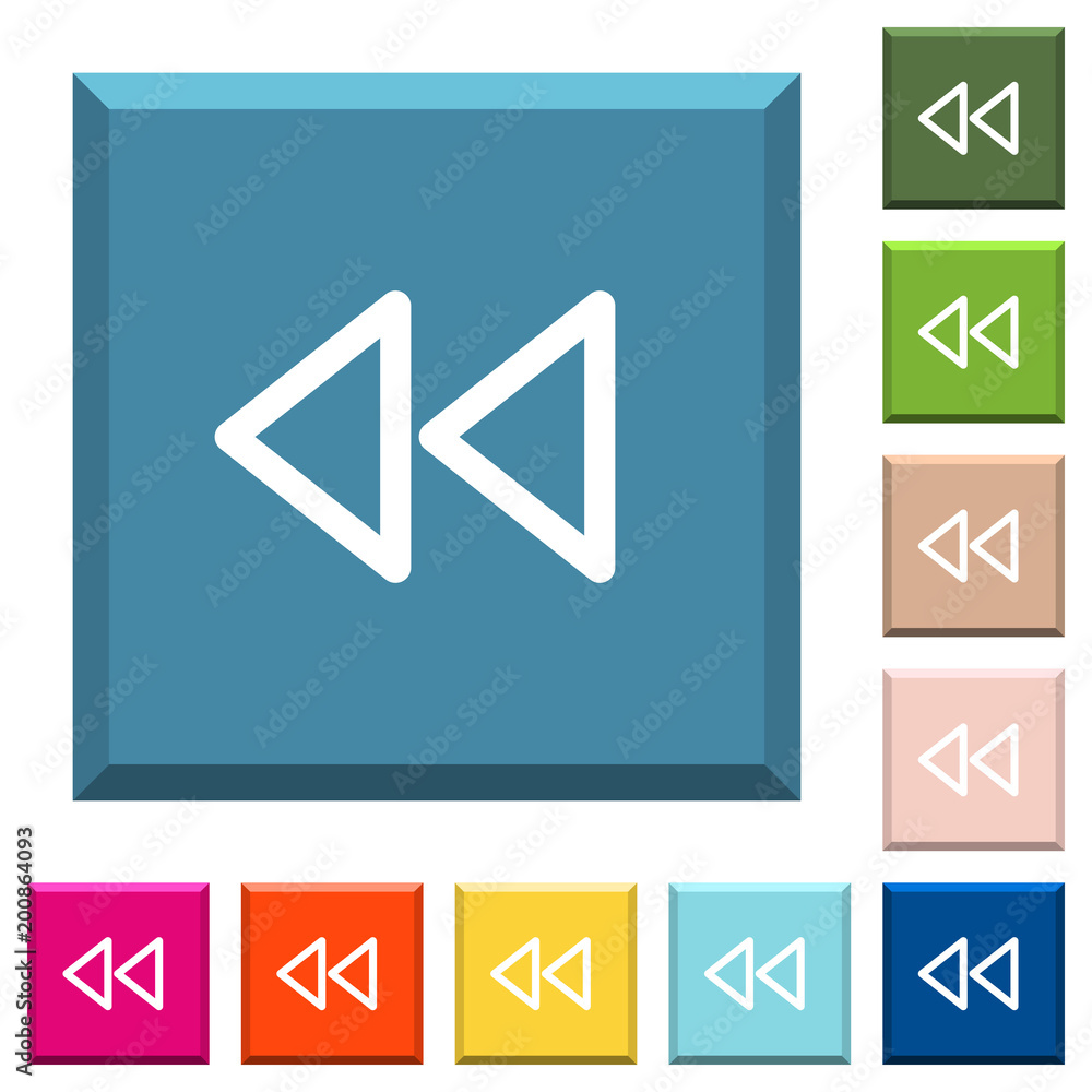 Media fast backward white icons on edged square buttons Media fast backward white icons on edged square buttons