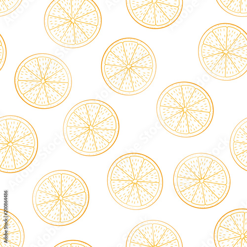 Seamless pattern from cut half oranges