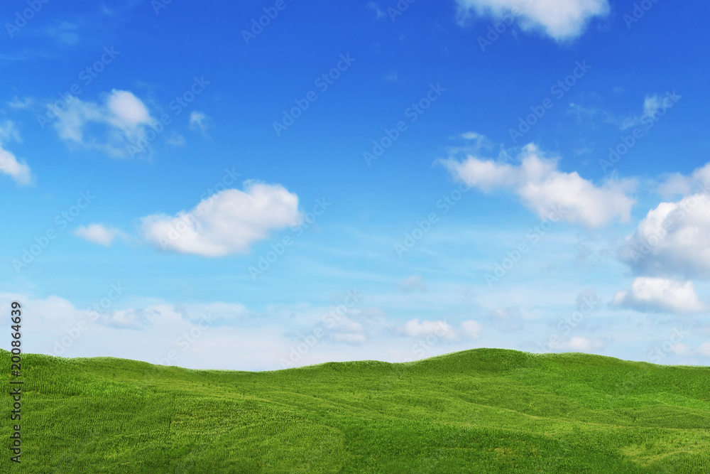 Green field and blue sky