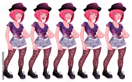 Girl with different express...