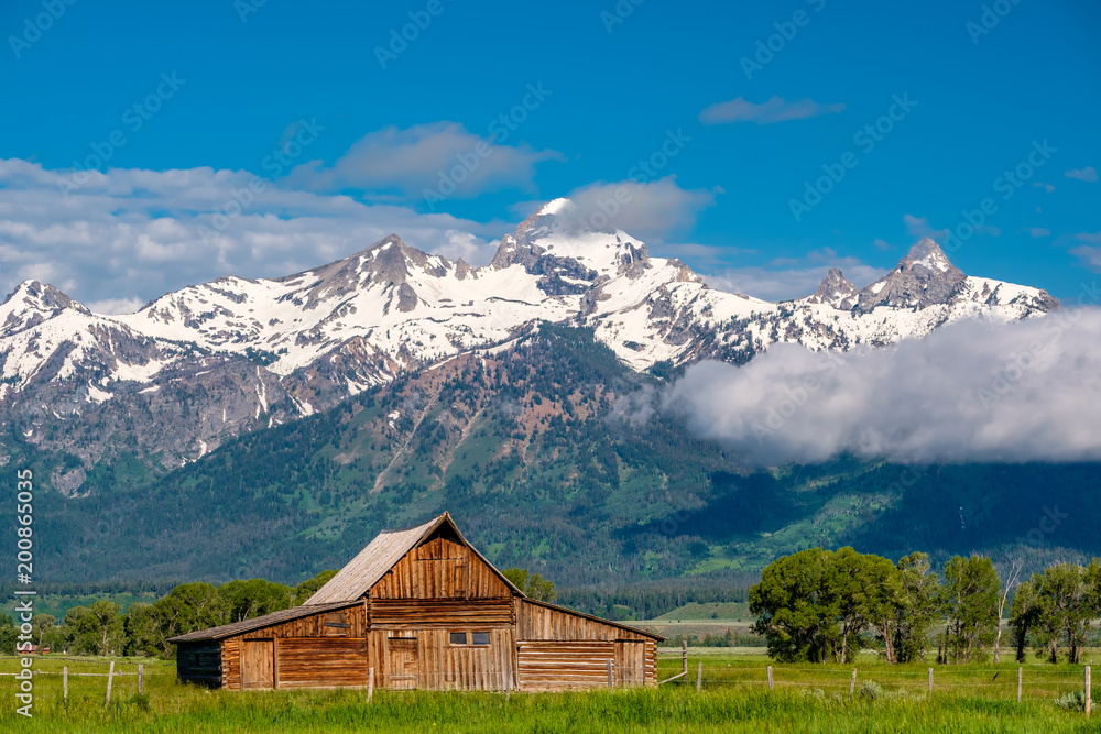 Old barn in Grand Teton Mountains Old barn in Grand Teton Mountains