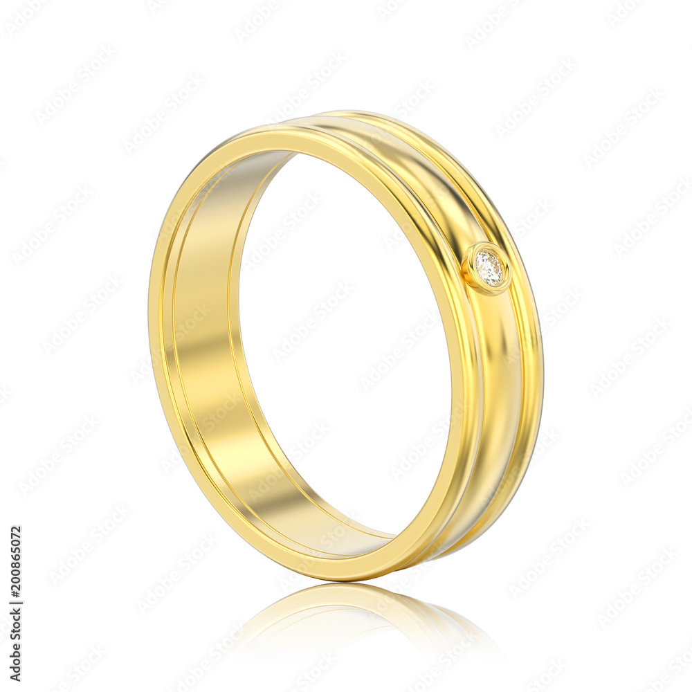 3D illustration isolated yellow gold matching couples wedding ring with reflection 3D illustration isolated yellow gold matching couples wedding ring with reflection
