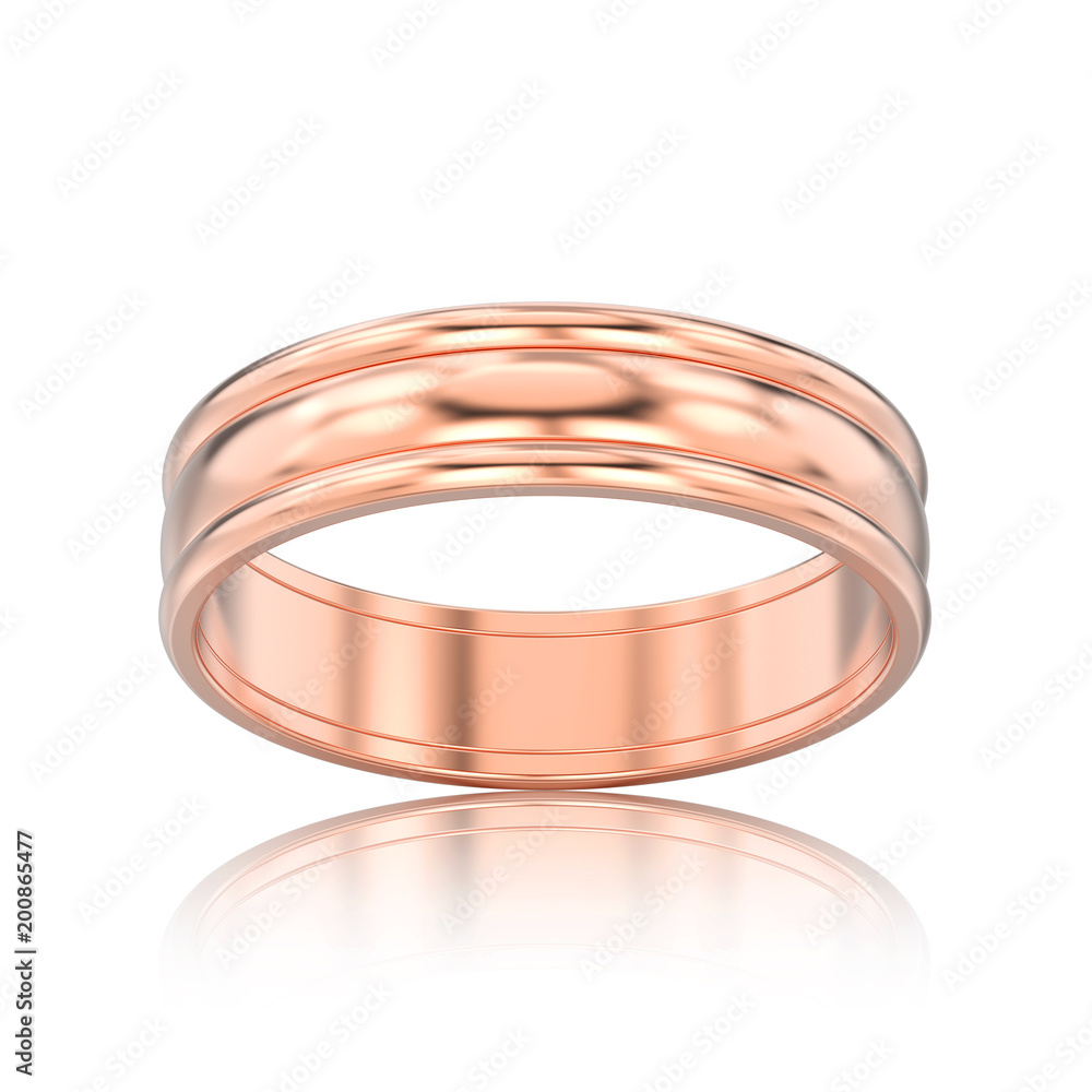 3D illustration isolated rose gold matching couples wedding ring bands with reflection 3D illustration isolated rose gold matching couples wedding ring bands with reflection