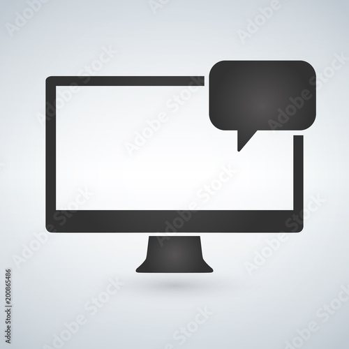 computer and chat bubble ic...