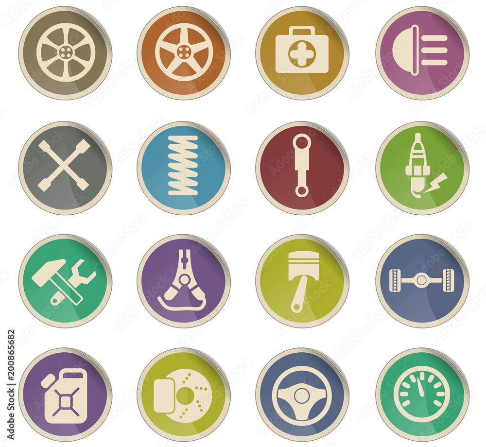 car shop icon set