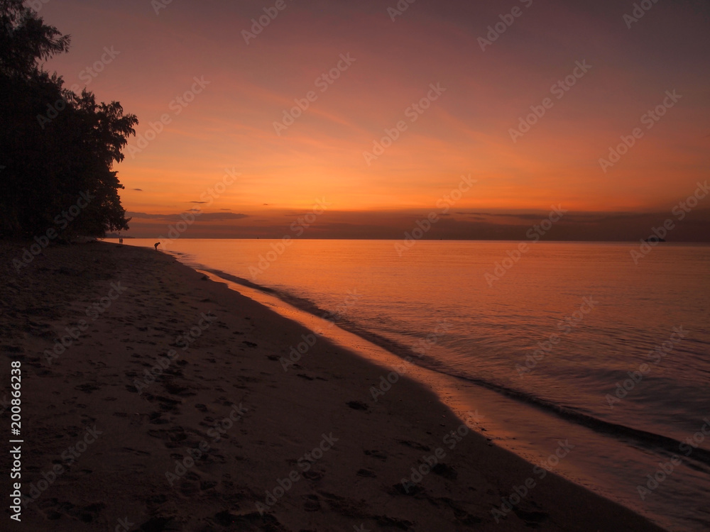 Fototapeta premium Slow shutter seascape view and beautiful sunrise
