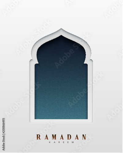 Arabic window design. Ramadan Kareem greeting card.